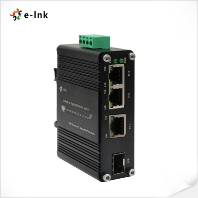 Outdoor Industrial PoE Switch With 1 Port 100/1000x SFP Fiber 12~48VDC Input and Voltage Booster