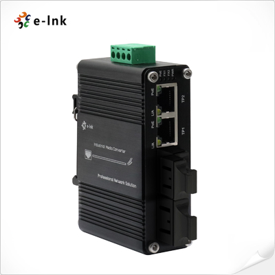 Mini Industrial 2-Port 10/100/1000T 802.3bt 90W PoE++ + 2-Port Fiber Switch