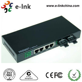 Single Mode Gigabit Ethernet Switch With 2 Fiber Optic Ports / 4 Ethernet Ports