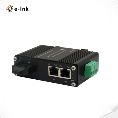 2 Port Gigabit 90W 802.3bt PoE Ethernet Media Converter With 1 Port 100/1000x SC Fiber