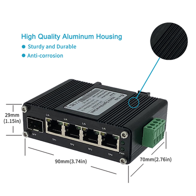 Mini Fiber Ethernet Switch 4 Port 10/100/1000T 802.3at To 1-Port SFP Uplink Gigabit PoE Switch