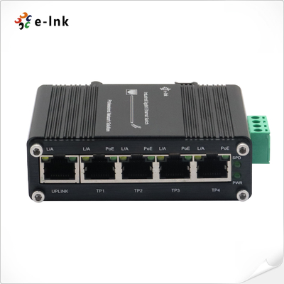 Industrial 4 Port 10/100/1000T 802.3at PoE Switch plus 1 Port Gigabit RJ45 Uplink