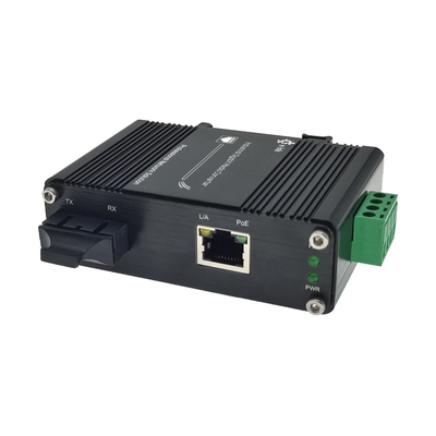 Micro Industrial Media Converter with 100BASE-FX to 10/100BASE-T 60W PoE++ Ports