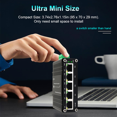 Mini Industrial Ethernet POE Switch 4 Port 10/100/1000BASE-T PoE 12~48V DC