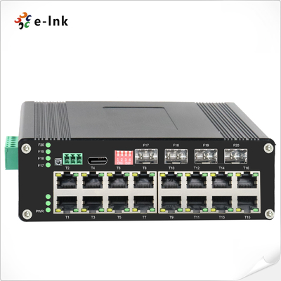 Industrial L2+ 16-Port 10/100/1000T 802.3at PoE + 4-Port 1000X SFP Managed Ethernet Switch