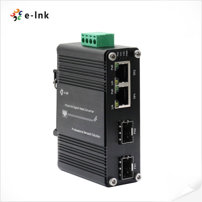 Mini Industrial 2-Port 802.3at PoE + 2-Port SFP Ethernet Switch with 12~48VDC Power Booster Function