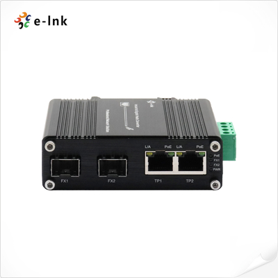 Mini Industrial 2-Port 802.3at PoE + 2-Port SFP Ethernet Switch with 12~48VDC Power Booster Function