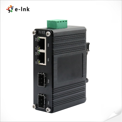 Mini Industrial 2-Port 802.3at PoE + 2-Port SFP Ethernet Switch with 12~48VDC Power Booster Function