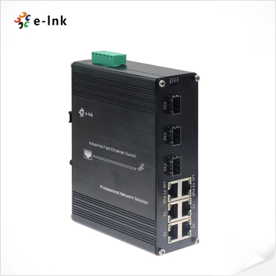 Industrial DIN-Rail Mounting 6 ports 10/100Base-TX + 3 port 100Base-FX Hardened PoE switch