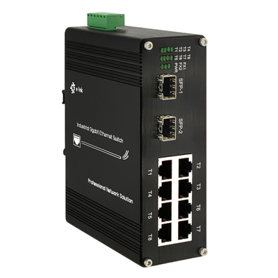 Industrial Ethernet Switch 8+2 Port Fast Ethernet Fiber Optic Wide Temperature