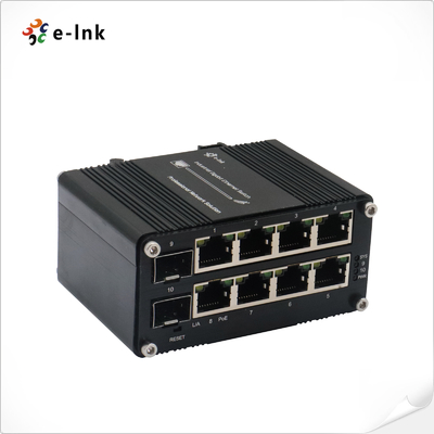 Industrial Managed 8-Port Gigabit PoE Switch 2 SFP 240W Power Wide Temp DIN-Rail
