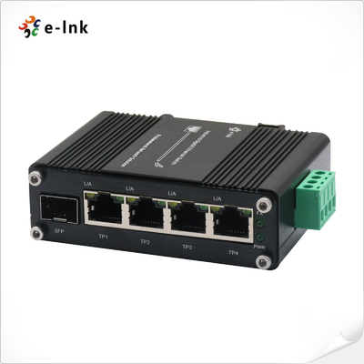 DIN Rail Industrial Switch 4 Port Gigabit SFP Wide Voltage