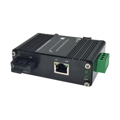 Industrial 90W PoE++ Gigabit Fiber Media Converter SC Port -40~75°C DIN-Rail