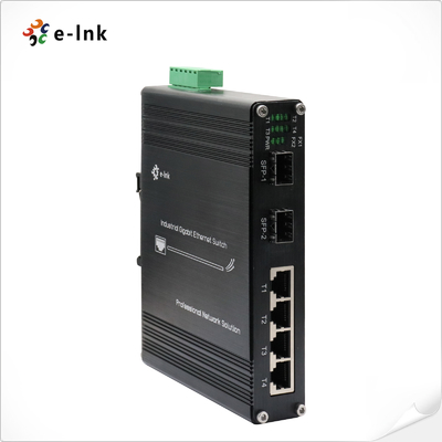 Industrial 4 Port Ethernet Switch 2 Fiber Ports Wide Temperature Rugged