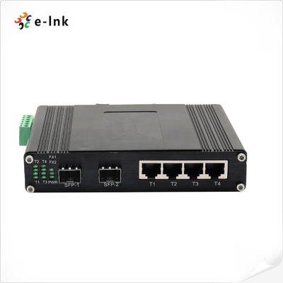 Industrial 4 Port Ethernet Switch 2 Fiber Ports Wide Temperature Rugged