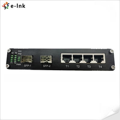 Industrial Network Switch 4 PoE++ Ports 2 Fiber 90W Power