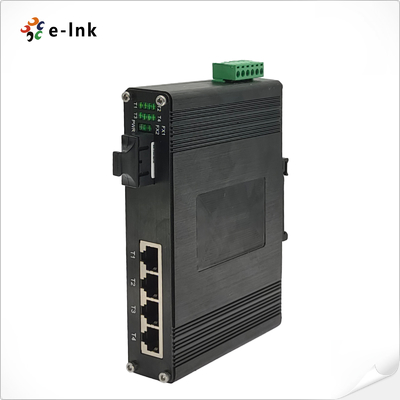 Industrial 4-Port Gigabit Ethernet + 1-Port Fiber Switch -40~80°C DIN-Rail