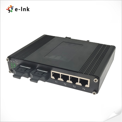 Industrial 4-Port Gigabit PoE+ Switch + 2 SFP Fiber -40~80°C DIN-Rail