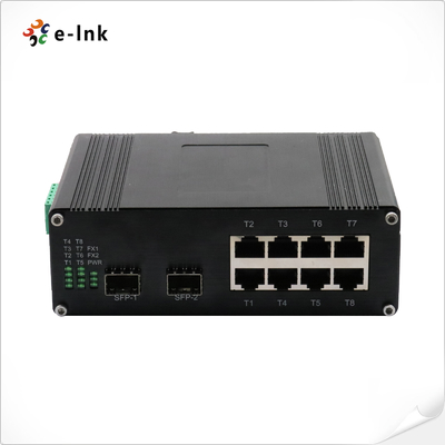 Industrial Ethernet Switch 8 Port Gigabit 2 Fiber Hardened Rugged Design
