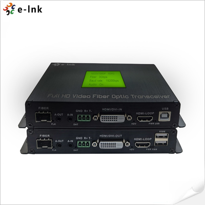 Управляемый облаком многофункциональный DVI Fiber Converter 1Ch 1080P DVI + USB KVM + 1Ch RS232 + 1Ch Bidi Stereo Audio + GPIO