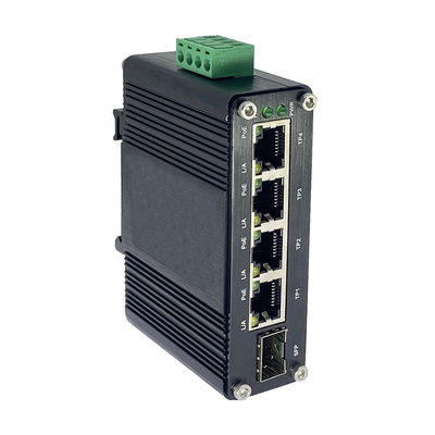 Мини 4-портный PoE + 1-портный SFP Industrial Ethernet Switch, 12 ~ 48VDC Booster напряжения