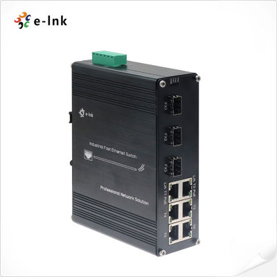 Промышленный DIN-рейечный коммутатор 6 портов 10/100Base-TX + 3 порта 100Base-FX, упрочненный, с PoE